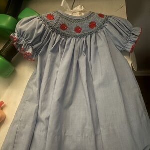 Edgehill Collection Blue Dress with Red Trim